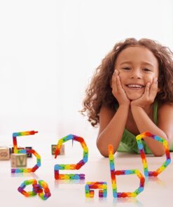 Ganowo Rainbow Fidget Toys Wacky Tracks Snap Click for Kids Students School Finger Sensory Snake Cube Toys Christmas Fidgets Class Gifts for Adults Children Stress Relief ADD ADHD Autism 11 61MMqkjdL