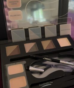 Aesthetica Brow Contour Kit 16-Piece Eyebrow Makeup Palette Set 6 Eyebrow Powders, 5 Eyebrow Stencils, Spoolie/Brush Duo, Tweezers, Eye Brow Wax, Highlighter - Unique Gifts For Women For Her Birthday 32 61MNRAHY2zL