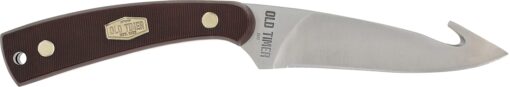 Old Timer 158OT Guthook Skinner 7.3in High Carbon S.S. Full Tang Fixed Blade Knife with 3.5in Blade and Sawcut Handle for Outdoor, Hunting and Camping 158OT Gut Hook Skinner (Box)