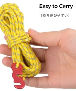 TRIWONDER Reflective Guyline, Tent Cord Nylon Paracord Rope with Guyline Adjuster for Camping Tent, Outdoor Packaging (Yellow - 4 Pack) 01 Yellow (Φ3mm) - 4 Pack 11 61MT6e5ktL