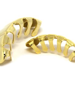 New Custom Fit 14k Gold Plated Hip Hop Teeth Grillz Caps Top & Bottom Grill Set 21 61MVFqNnHSL