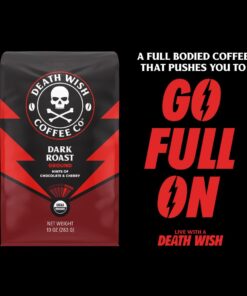 Death Wish Coffee, Organic and Fair Trade Dark Roast Whole Bean Coffee, 16 oz 16 Ounce (Pack of 1) 34 61MVGKlhjTL