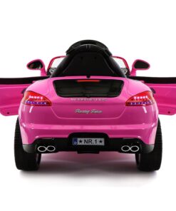 Moderno Kids Kiddie Roadster 12V Power Children Ride-On Car with R/C Parental Remote + Leather Seat 5 Point Seat Belt + LED Wheels + MP3 USB Music Player + Baby Tray Table + Rubber Floor Mats (Pink) Pink 46 61MWIVwVSSL