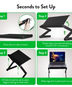 Adjustable Book Holder and Laptop Stand - Portable Aluminum Book Stand for Textbooks, Cookbooks, Recipe Books, and Tablets Black 34 61MWyS10oCL