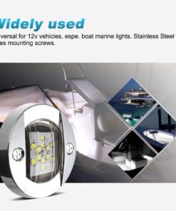 Partsam 2 Pcs 3" Inch Round Navigation Light Polished Boat Marine LED Transom Mount Stern Lights 12LED IP68 Submersible, 316 Stainless Steel, Round LED Marine Pontoon Boat Underwater Stern Lights 16 61MaFDgWTL