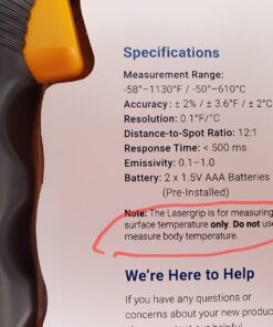 Etekcity Infrared Thermometer Temperature Gun for Cooking, -58°F to 1130°F, Digital Heat Gun for Meat Pizza Oven, Laser Tool for Indoor Outdoor Pool, Cooking, Candy, Griddle Hvac, Yellow 50 61MeYb43pL