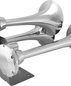 Vixen Horns Train Horn Kit for Trucks/Car/Semi. Complete Onboard System- 200psi Air Compressor, 3 Gallon Tank, 3 Trumpets. Super Loud dB. Fits Vehicles like Pickup/Jeep/RV/SUV 12v VXO8330/3318 Chrome Train Horn / Chrome Compressor / Black Tank 11 61MfES62D7L