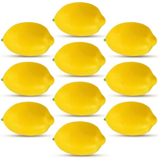 JEDFORE Fake Fruit Home House Kitchen Party Decoration Artificial Lifelike Simulation Yellow Lemon 10pcs Set 10 Pcs - Large Size