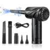 Air Duster, 91000RPM Compressed Air Duster with LED Light, Electric Air Blower for Computer Keyboard Car Cleaning 6000mAh Rechargeable Fast Charging Corldess Air Can Duster Black