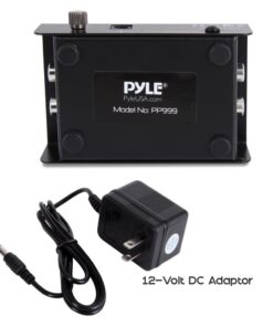 Pyle Phono Turntable Preamp - Mini Electronic Audio Stereo Phonograph Preamplifier with RCA Input, RCA Output & Low Noise Operation Powered by 12 Volt DC Adapter - PP999 , Black Single 23 61MkQHWpHL