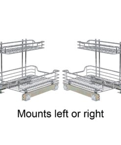 Household Essentials Glidez Multipurpose Chrome-Plated Steel Pull-Out/Slide-Out Storage Organizer for Under Sink or Under Cabinet Use - 2-Tier Design - Fits Standard Size Cabinet or Shelf, Chrome Undersink 12.25" - Standard 37 61Mm6S2yyL
