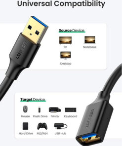 UGREEN USB Extender, USB 3.0 Extension Cable Male to Female USB Cable High-Speed Data Transfer Compatible with Webcam, Gamepad, USB Keyboard, Mouse, Flash Drive, Hard Drive, Oculus VR, Xbox 3 FT 25 61MnUqRZZGL
