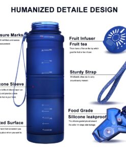 ZOUNICH Premium Sports Water Bottle 32 oz/1 Liter, 24 oz, 16 oz, 14 oz, BPA Free Tritan for Bike, Running, Gym, Fitness, Cycling 32oz/1000ml Dark Blue 14 61MruFk7yXS