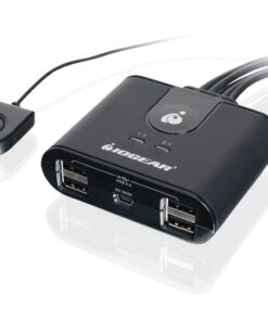 IOGEAR USB 2.0 4x4 Peripheral Switching Hub - 4 PC Share To 4 USB Devices - Up To 480Mbps - Mobile Devices Charging - Mouse/Keyboard - Printer - Scanner - EX HD & More-LED Indicators w/Remote - GUS404 8 61Mt3CJMcL
