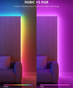 Govee 16.4ft RGBIC LED Strip Lights H617A, Smart LED Lights, App Control with Segmented DIY, Music Sync Mode, Bluetooth Control, Color Changing LED Light Strips for Bedroom, Gaming Room and Desk 33 61Mtdq V7eL