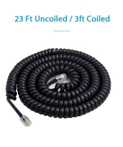 SHONCO Phone Cord Landline, 2 Pack Black Coiled Telephone Handset Cord 23 Ft Uncoiled / 3 ft Coiled Telephone Cord Line Wire Telephone Accessory balck(23ft) 8 61MvbRGwmSL