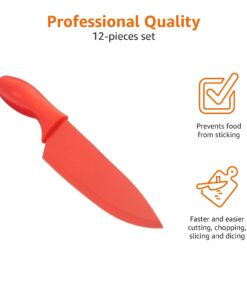 Amazon Basics Color-Coded Kitchen 12-Piece Knife Set, 6 Knives with 6 Blade Guards, Multicolor, 13.88 x 4.13 x 1.38 inch 22 61MzOKDMKiL