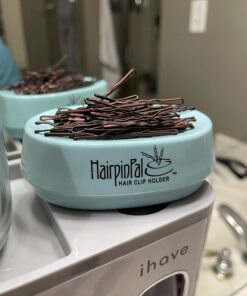 HairpinPal Magnetic Bobby Pin Holder - Easy Hair Clip and Pin Collector - Manage Hair Clips - Keeps Rooms Tidy - Sea Foam Teal - Made in the USA 27 61N G8QhvfL