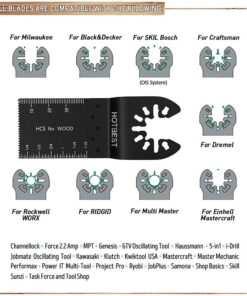 HOTBEST 50Pcs Wood Oscillating Saw Blades Professional Multitool Quick Release Saw Blades Fit Porter Cable Rockwell Makita Black & Decker Ridgid Craftsman Chicago, etc. 9 61N LS2dZTL