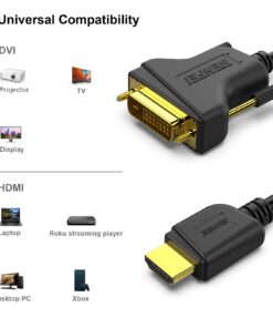 BENFEI HDMI to DVI, Bi Directional DVI-D 24+1 Male to HDMI Male High Speed Adapter Cable Support 1080P Full HD Compatible for Raspberry Pi, Roku, Xbox One, PS4 PS3, Graphics Card 6 Feet 1 Pack 18 61N rK3TOjL