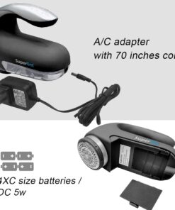 SUPER LINT Best Rated Electric Sweater Shaver Best Fuzz Pill Bobble Remover for Fabric Fleece Curtains Clothes, Black & Silver Batteries or A/C adapter 33 61N1nZEZFFL
