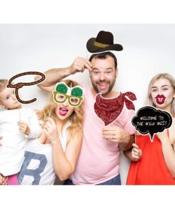 Amosfun West Cowboy Photo Booth Props Wild Western Cowboy Party Themed Decoration 18pcs 12 61N4mPbKMlL