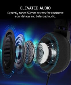 GAMEPOWER Voldon Rainbow Gaming Headset - 7.1 Virtual Surround Sound, Wired Headphones with 50MM Drivers, Noise Cancelling Mic for PC, PS4, PS5 - Ideal for Gamers, Black Head Set 14 61N7rdSPKNL