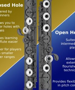 Mendini By Cecilio Flutes - Closed Hole C Flute For Beginners, 16-Key Flute with a Case, Stand, Lesson Book, and Cleaning Kit, Musical Instrument for Kids, Nickel Plated 13 61N7tMtIqiL