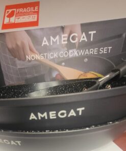 Induction Cookware Set, Pots and Pans Set 10-Piece, AMEGAT Nonstick Pan Set with Lids, Stay-Cool Silicone Handles, Frying Pans, Saucepans & Pot, for All Stoves 19 61NAQ1VVTzL