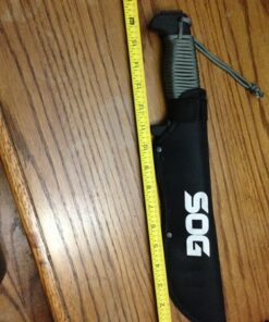 SOG SOGfari Tanto Machete- Survival Machete with 10 Inch Full Tang Blade,Camp Machete for Clearing Brush,Chopping Wood&Harvesting Crops,Spiked Tang Handle for Pounding&Scraping(MC04-N) ,Black 24 61NBTSuRCFL