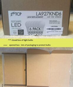 TCP LA927KND6 LED Light Bulbs 60 Watt Equivalent | Energy Efficient (9W) Non-Dimmable A19 Shape E26 medium base, Pack of 6, Soft White, 6 Lamps 6 Count (Pack of 1) 33 61NBe e8MwL