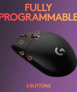 Logitech G305 LIGHTSPEED Wireless Gaming Mouse, Hero 12K Sensor, 12,000 DPI, Lightweight, 6 Programmable Buttons, 250h Battery Life, On-Board Memory, PC/Mac - Black 29 61NCUopSMaL