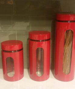 Anchor Hocking Palladian Window Cylinder Jars, Mixed Sizes, Cherry, Set of 4 4 Piece Palladian Canister Set 39 61NCabhzK8L