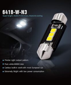 SIR IUS LED N3 6418 LED bulbs Pure white Super Bright LED Festoon 300 Lumens 3030 Chipset for Car Truck Interiors Dome Map Door Courtesy License Plate Lights 1.50” 36MM Festoon Pack of 6 Bulbs 31 61NFFxzA7tL