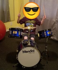 Mendini By Cecilio Drum Set – 3-Piece Kids Drum Set (16"), Includes Bass Drum, Tom, Snare, Drum Throne - Musical Instruments for Age 6-12, Metallic Blue Drum Kit Blue Metallic 16-inch 30 61NGF7rwczL