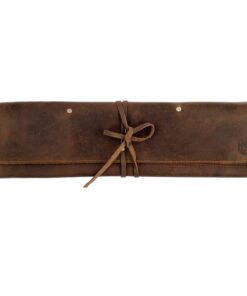 Hide & Drink, Rustic Knife Roll Case (5 pockets), Compact Carry-On Bag for Traveling Chefs & Cooks, Kitchen Tool Storage Organizer, Full Grain Leather, Handmade, Bourbon Brown 21 61NJw5V34GL