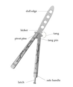 Yuzlder Practice Butterfly Knife, Stainless Steel Balisong Trainer Unsharpened Blade with Spring Latch, Smooth Action Butterfly Knife Trainer 14 61NMzwqxFOL