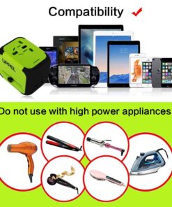 Travel Adapter Uppel Dual USB All-in-one Worldwide Travel Chargers Adapters for US EU UK AU About 152 Countries Wall Universal Power Plug Adapter Charger with Dual USB and Safety Fuse (Green) Green 19 61NNpa9F4L