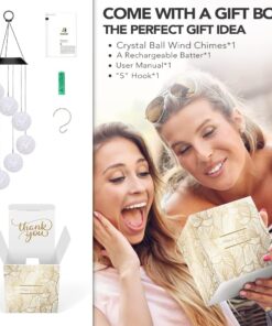 AceList Color Changing Solar Power Wind Chime Crystal Ball Wind Chime Wind Mobile Portable Waterproof Outdoor Windchime Light for Patio Yard Garden Home C-crystal Ball 17 61NNq5wmcvL