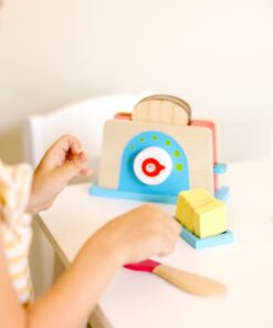 Melissa & Doug Bread and Butter Toaster Set (9 pcs) - Wooden Play Food and Kitchen Accessories 16 61NQc7p1rrL