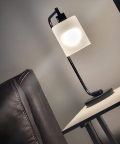 Simple Designs LD1036-BLK Bronson Antique Style Industrial Iron Lantern Desk Bedside Glass Shade Table Lamp, Black No Bulb 25 61NRSFKQUJL