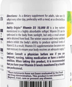Healthy Origins Vitamin D3 (Lanolin) 10,000 IU Softgel - Bone Health and Immune Support Supplement - Easily Absorbable Vitamin D Supplements - Gluten-Free Vitamin D3 Supplement - 360 Softgels 360 Count (Pack of 1) 17 61NSvObzC8L