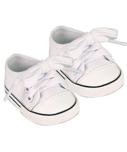 Sophia's White Canvas Sneaker with Laces and Imitation Leather Toe Cap Shoes Accessory for 18" Dolls, White 17 61NT63A4yNL