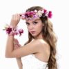 Ever Fairy 2pc/set Flower Wreath Garland Headband and Wrist for Wedding Festivals, Purple, One Size