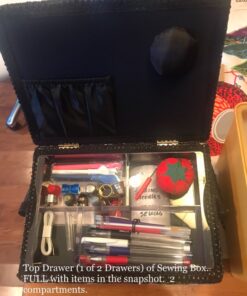 SINGER 07281 Vintage Sewing Basket with Sewing Kit Accessories, 10.5" long x 8" wide x 6" high. 46 61NUCyiu5vL