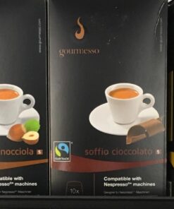 Gourmesso 50ct Flavored Espresso Pods | Int.5 | Proudly Fairtrade | Compatible with Nespresso Original Capsule Machines | Caramel Vanilla Chocolate Hazelnut Coconut | Medium Roast 50ct Flavors Bundle 10 Count (Pack of 5) 51 61NVemvQDwL