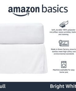 Alternative view of Amazon Basics Lightweight Pleated Bed Skirt, Full, Bright White