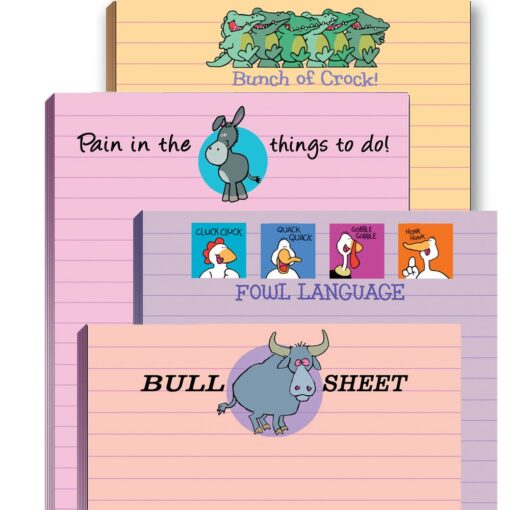 Stonehouse Collection | Funny Note Pad Assorted Pack | USA Made | 4 Novelty Notepads - Funny Office Supplies (4)