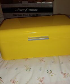 Culinary Couture Extra Large Black Bread Box for Kitchen Countertop - Holds 2 Bread Loaves! - 16.5" x 9" x 6.5" - Stainless Steel Vintage Bread Boxes for Kitchen Counters - Bonus Recipe EBook 38 61NYhgMcmlL