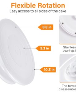 Kootek 71PCs Cake Decorating Supplies Kit with Cake Turntable, 12 Numbered Icing Piping Tips, 2 Spatulas, 3 Icing Comb Scraper, 50+2 Piping Bags, and 1 Coupler for Baking White 24 61NdiumfwpL